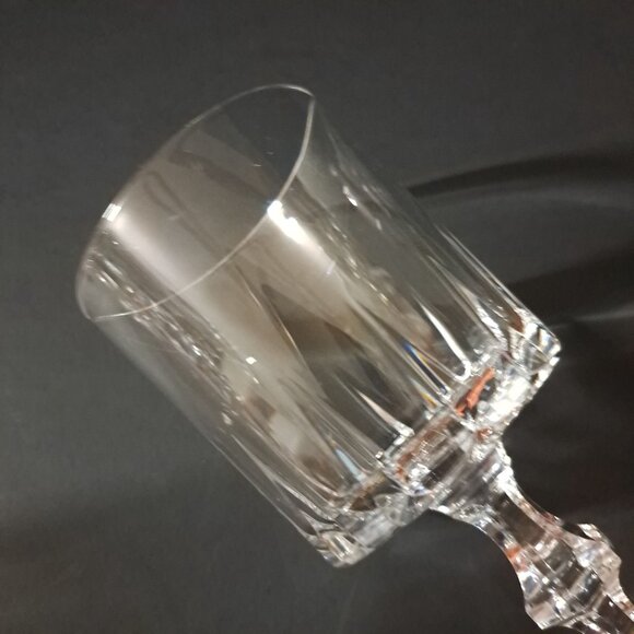 Vintage Clear Glass Water Goblet 6" Tall Paneled Bowl Faceted Stem 3" Wide - Picture 11 of 16